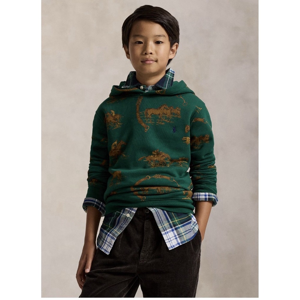Polo Ralph‎ Lauren Sweater Boys XL 18-20 Green Horses Hoodie Pullover Teen Kids